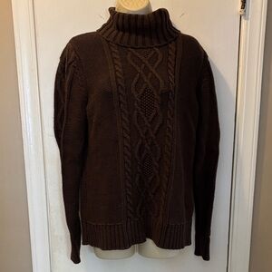 Eddie Bauer large Cable Knit cotton Turtleneck Sweater 26-020-1